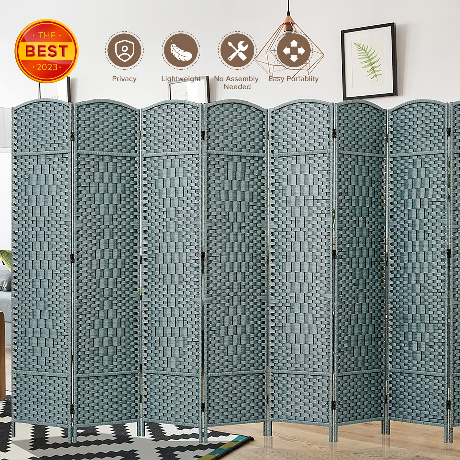 Jostyle Room Divider 6ft. Tall Extra Wide Privacy Screen, Folding