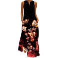 thumbnail image 1 of Robes d'Été pour Femmes 2022 Robe Longue d'Été Sans Manches Imprimée Col en V Ample Boho Plage avec Poches, 1 of 5