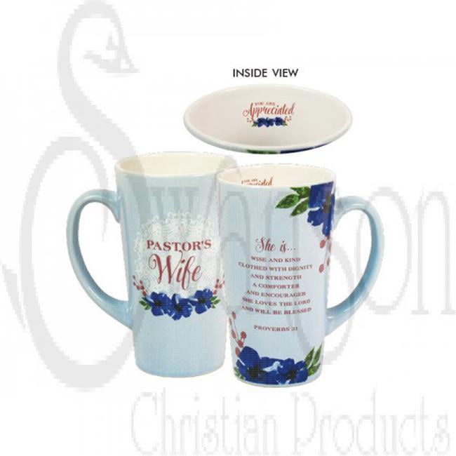 Pastor's Wife Teach Pray Love Floral Blue 11 Oz Ceramic Stoneware Coffee Mug 