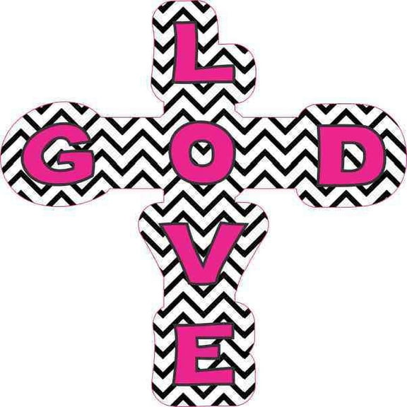 4in x 4in Chevron God Love Cross Sticker Christian Car Window Bumper Decal