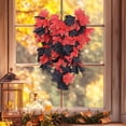 thumbnail image 2 of Fall Wreaths for Front Door, Fall Teardrop Swag Artificial Maple Leaves Wreath for Indoor Outdoor Farmhouse Home Wall Window Festival Wedding Decor, 2 of 5