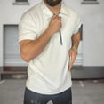thumbnail image 1 of Blusa y camisa de manga corta con cuello vuelto Primavera y verano Casual y cómoda Manga corta Color sólido Solapa de manga corta Top/camisa Pantalones de hombre, 1 of 7