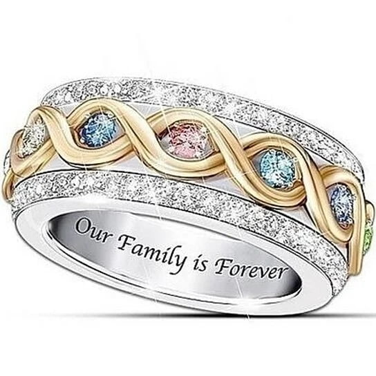 18K Gold Diamond Double-color Ring Forever Family Caibao Ring