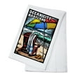thumbnail image 1 of Ocean City, Maryland, Beach Chair, Scratchboard (100% Cotton Tea Towel, Decorative Hand Towel, Kitchen and Home), 1 of 3