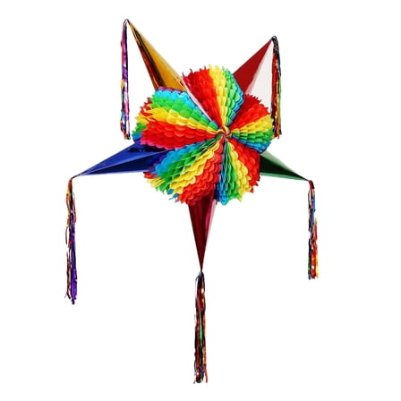 Mexican Piñata, Rainbow Colorful Pinatas, Authentic Handmade Foldable Large Pinata for Birthday Party - Piñatas para Cumpleaños - Mexican Star Pinata