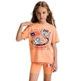 thumbnail image 5 of CCRFTGI 250th Anniversary Summer Outfits for Kids Girls Size 8 2 Piece Outfits Patriotic 250th anniversary usa Clothing Sets Tee Top and Shorts July 4th Celebration Lounge Set Orange 11-12 Years, 5 of 5