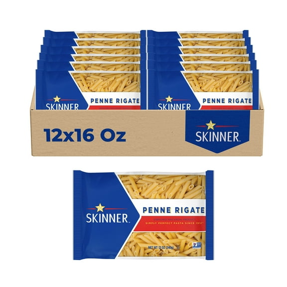 Skinner Penne Rigate Pasta, 12 Pack (12 oz Each) – Pantry Staple for Pasta Salads, Bakes & Weeknight Dinners