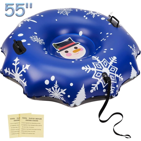 SNOW Tube for Adults, 55 Inch Extra Large Snow Sled Inflatable Foldable Cold-Proof Heavy Duty Material with Handles Winter Outdoor Toys