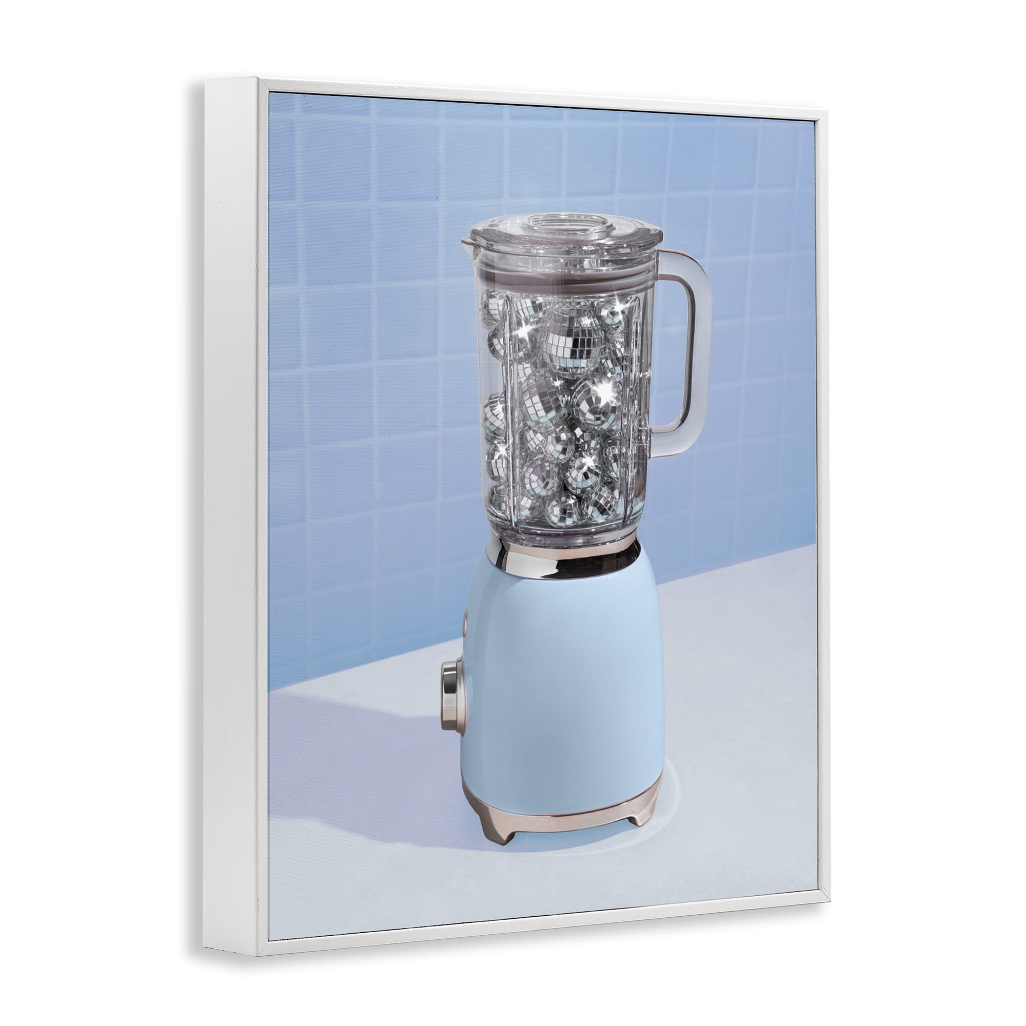 Stupell Industries Disco Drink Mixer over Blue White Framed Giclee Art, design by LISH Creative