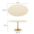 thumbnail image 6 of Modway Lippa 60" Oval Modern Wood Dining Table in Gold and Brown, 6 of 9