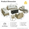 thumbnail image 4 of Vcatnet Patio Outdoor Conversation Set, 10 Pieces Sectional Sofa with 54" Fire Pit, All Weather Wicker Patio Furniture Set with Swivel Rockers and Solar Powered Coffee Table, Gray, 4 of 10