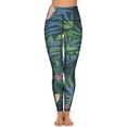 thumbnail image 4 of Tropical Leaf Leggings Pink Floral Print High Waist Yoga Pants Elegant Stretch Yoga Legging Lady Custom Gym Sport Pants, 4 of 6