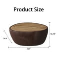 thumbnail image 4 of 32" Oval Coffee Table with Marble Top, Fluted PU Leather Center Table, Modern Minimalist Tea Table for Living Room, No Assembly, Coffee, 4 of 6