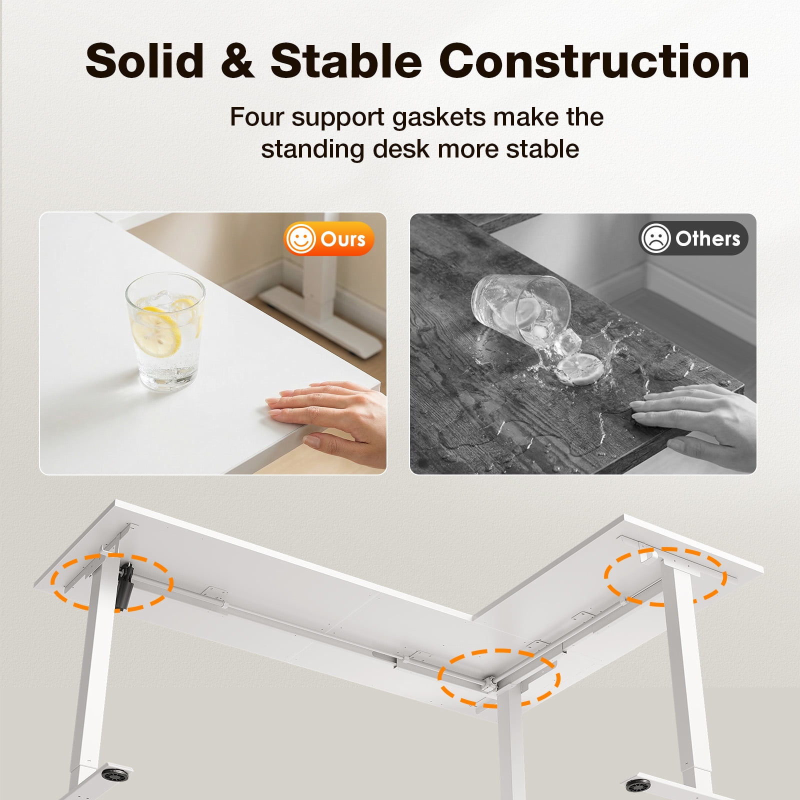 L-Shaped Standing Desk 63 x 47 inch, Height Adjustable Electric Corner Standing Desk, Sit-Stand Computer Desk for Home Office, White
