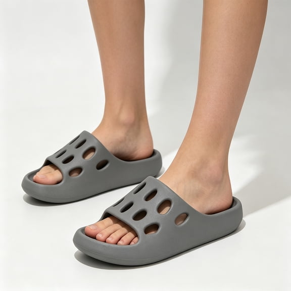 Men's Slippers EVA Sandals Quick-Dry Non-Slip Thick Sole Arch Support House Shoes Bathroom Shower Pool Beach Indoor Outdoor Summer Footwear (Dark Gray, 42)