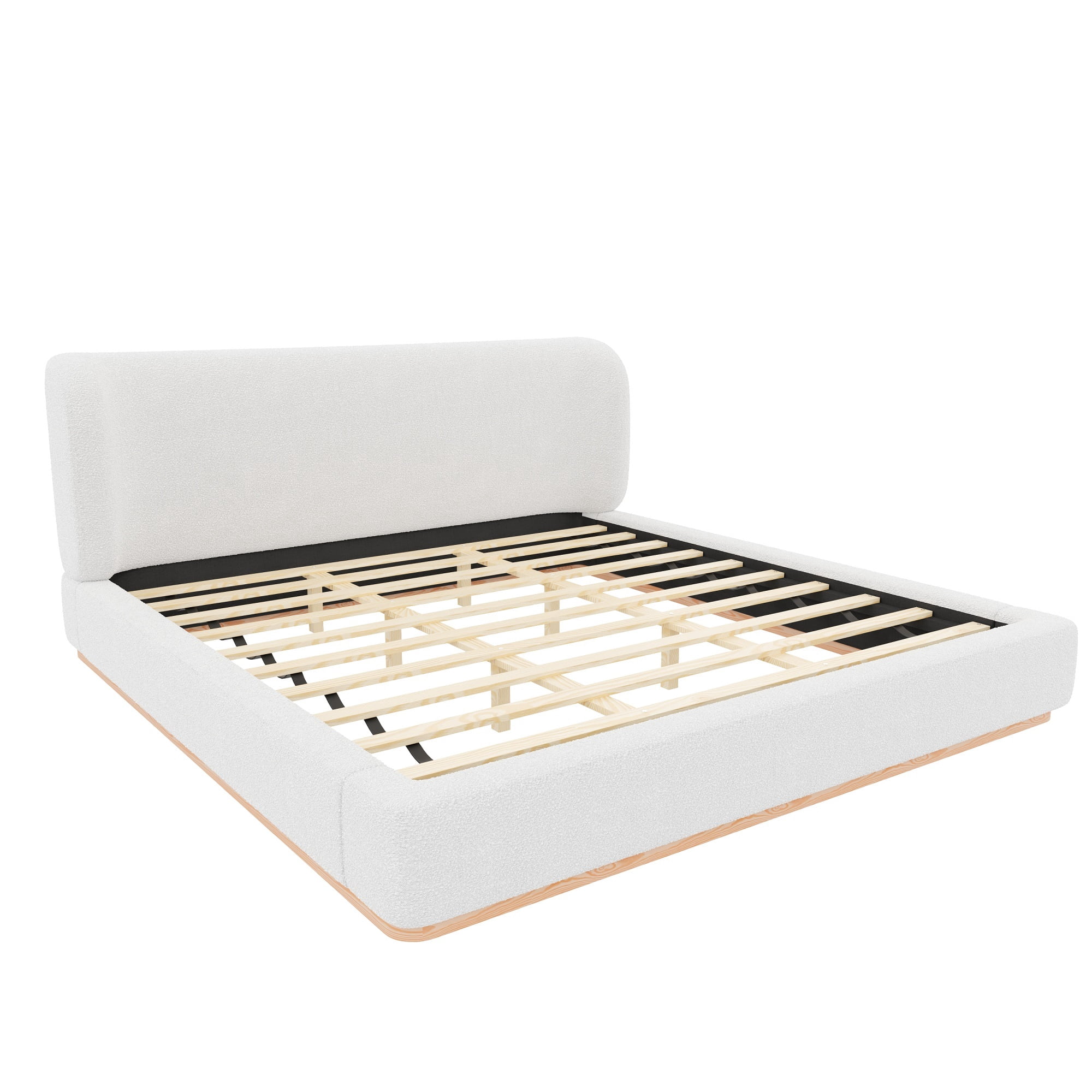 Euroco Upholstery King Size Platform Bed, White