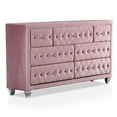 thumbnail image 2 of Furniture of America Gijit Glam Fabric 2-Piece Dresser and Mirror Set in Pink, 2 of 8