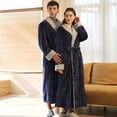 thumbnail image 4 of Ropa de dormir de franela agrandada para mujeres invierno hombres coral polar pareja bata de baño otoño e invierno estilo largo grueso, 4 of 5