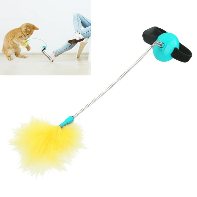 Cat Collar Toy, Cat Feather Collar Toys Cat Wand Toy Interactive Cat Toy Cat Teasing Wand Collar with Self Excited Neck Interactive Teaser for Indoor Cat Kittens Playing Exercise