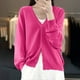 thumbnail image 2 of Camisetas para mujer,Blusa de punto con botones de color liso para mujer, camisa acrílica de manga larga, blusa informal de moda para uso doméstico y diario, sopatenor, 2 of 8