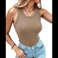 thumbnail image 2 of Camisetas Sin Mangas con Sujetador Incorporado, Camisetas Deportivas Sin Mangas para Mujer, Camisetas Sin Mangas Acanaladas para Hacer Ejercicio, Camisetas para Correr Caqui S, 2 of 10