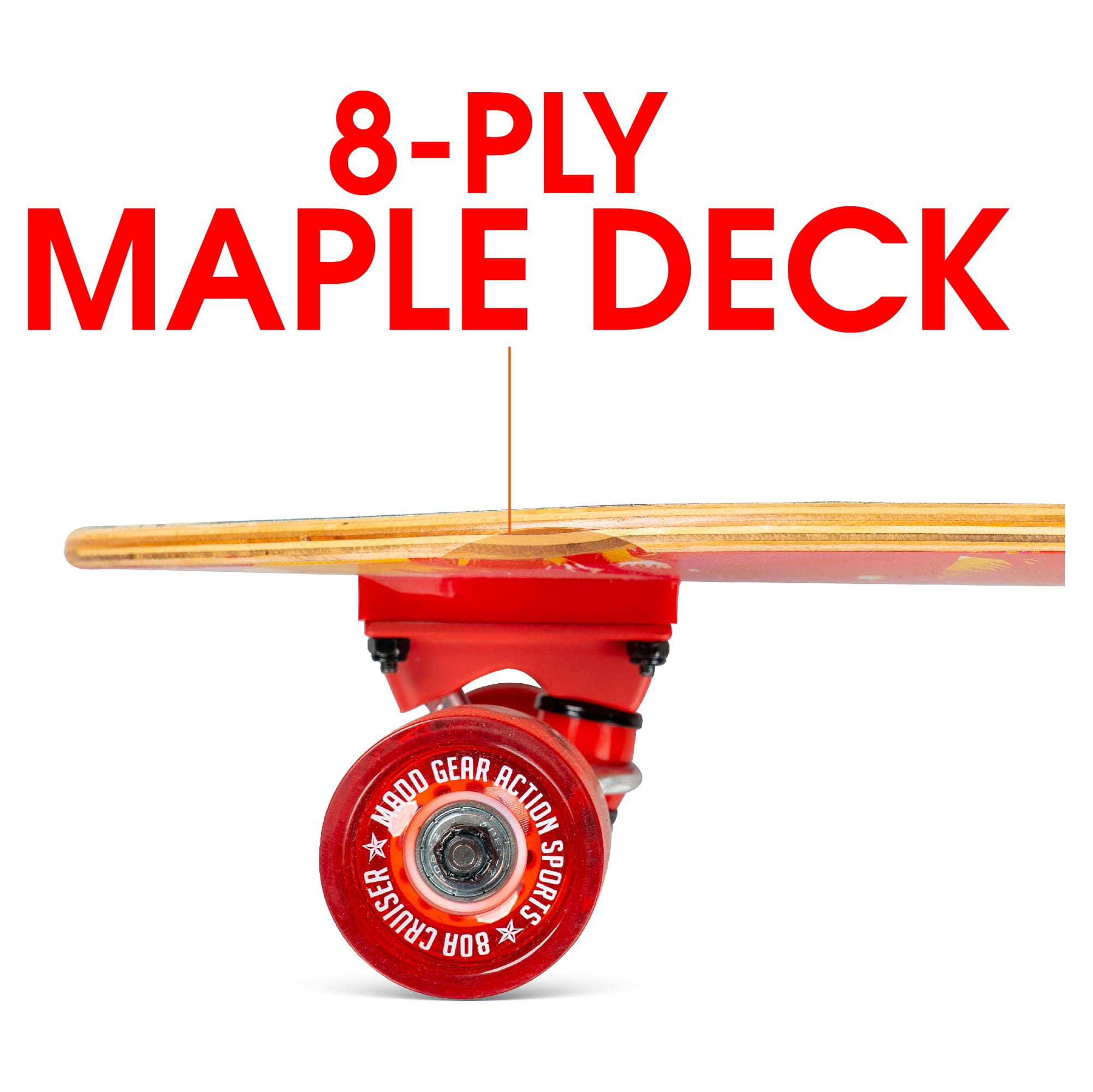 Madd Gear 32" Cruiser Complete Skateboard Maple Deck Smooth 62mm Wheels Fast ABEC 7 Bearings