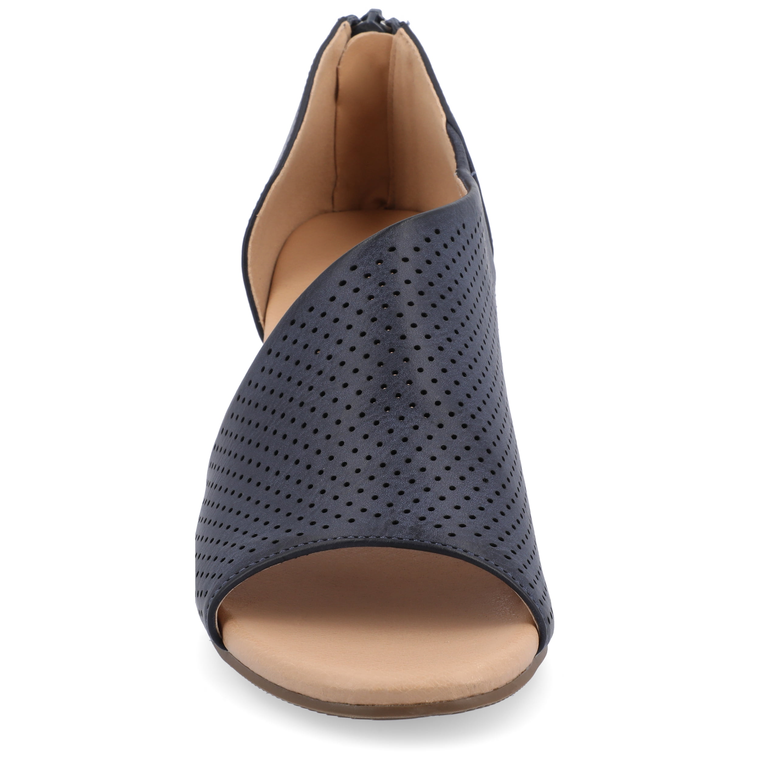 Journee Womens Aretha Back Heel Zip Peep Toe Wedge Sandals, Widths Available
