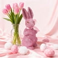 thumbnail image 5 of SLYNSHome Easter Bunny Figurines Easter Rabbit Decoration Pink Vintage Rustic Glitter Bunnies Ornament Easter Decor Rabbit Statue, 5 of 7
