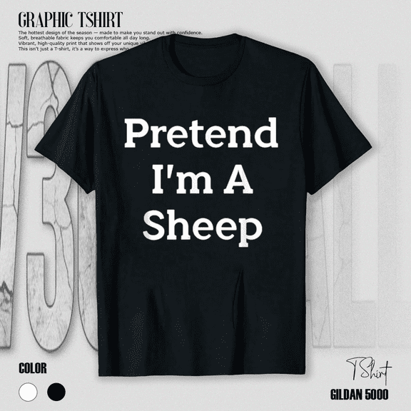 Pretend I'm A Sheep Funny Halloween Costume Party Animal Unisex T-Shirt, up to Size 5XL
