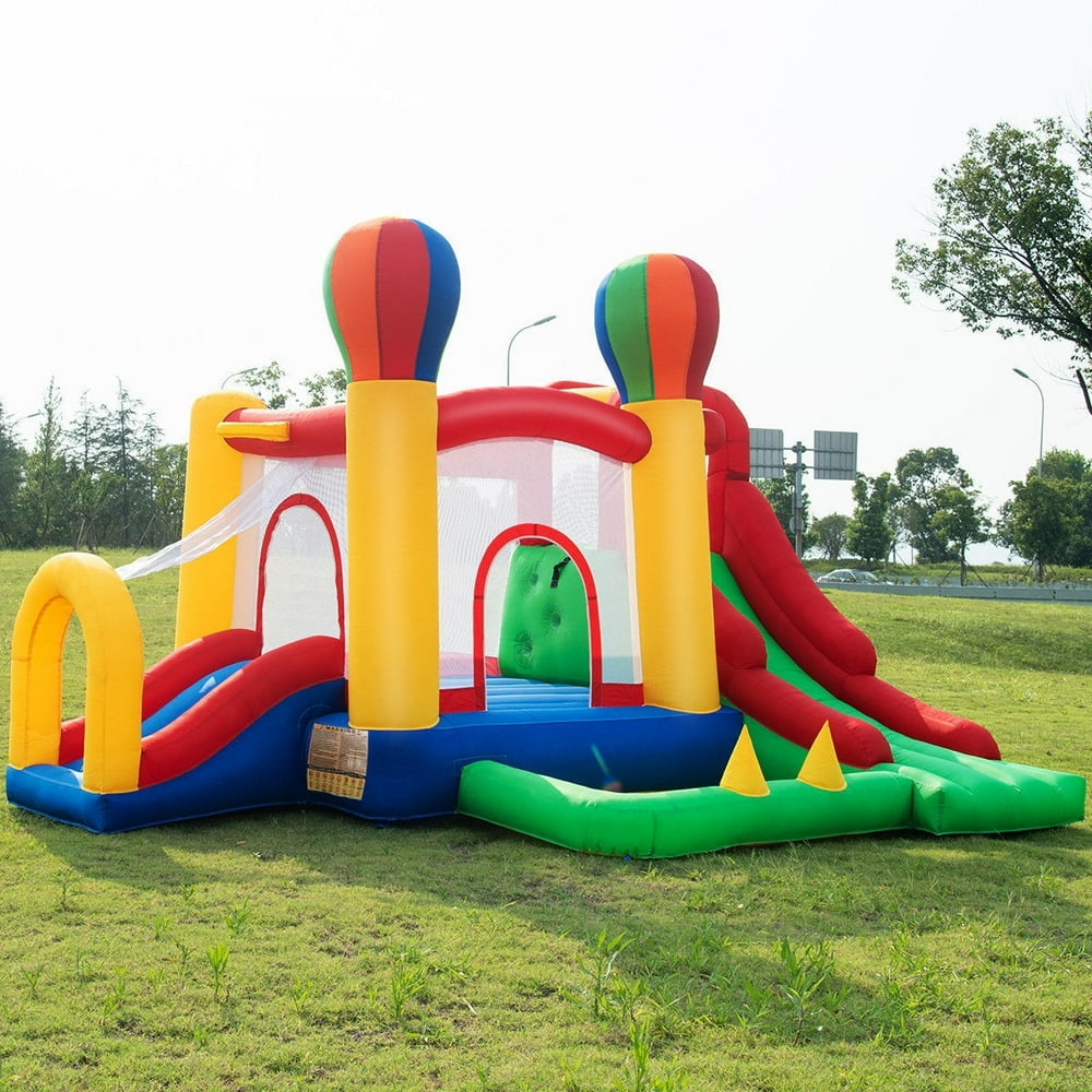 costway inflatable moonwalk slide bounce house with storage bag