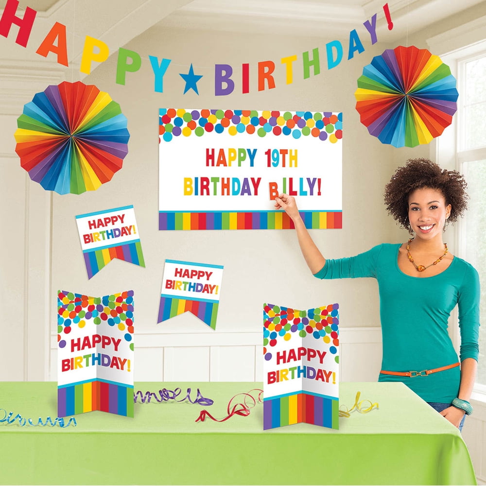 Rainbow Customizable Birthday Room Decorating Kit Party Supplies