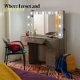 thumbnail image 5 of Ember Interiors Ibbie Modern Greige Makeup Vanity with Glass Top and Lighted Mirror, 5 of 11