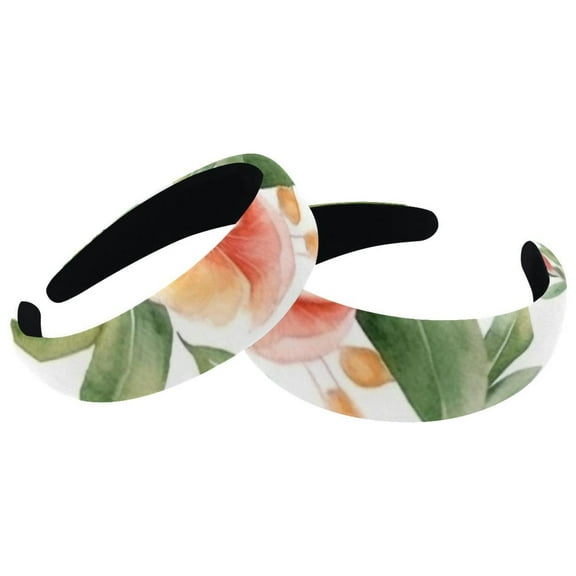 2 Pack Padded Headbands for Women Soft Thick Comfortable Headbands Cute Pink Flowers with Leaves Headband Hair Accessories for Women Girls