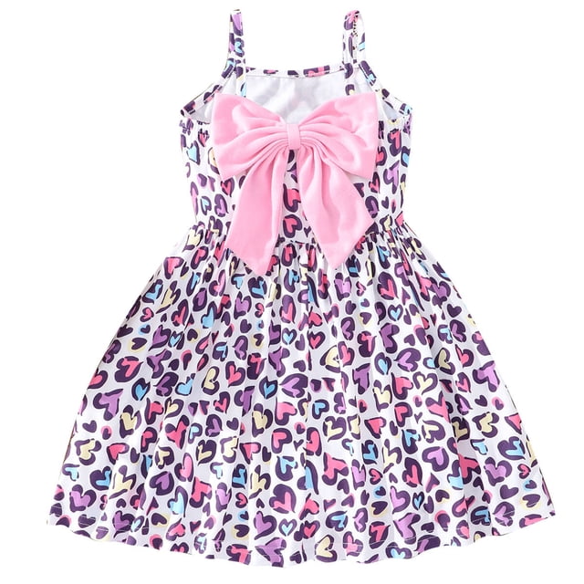 Baby Girls Leopard Summer Bowknot Dress Casual Vacation Sundress