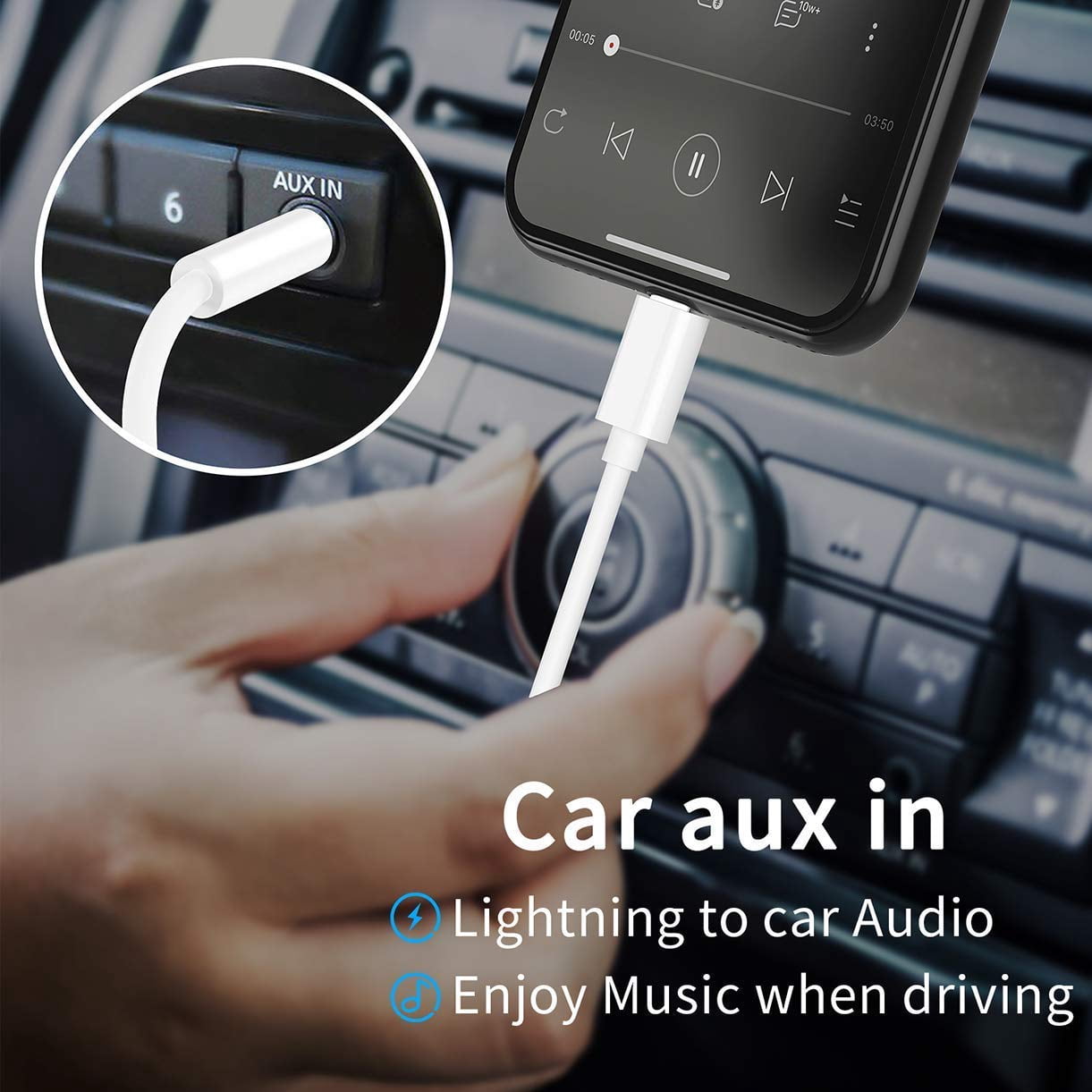 2 Pack (Apple MFi Certified) Aux Cord 