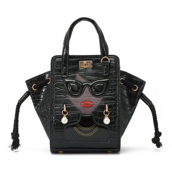 Novelty Purses for Women Unique Top Handle Satchel Handbag 3D Fun Lady Face Bucket Tote Bag Crossbody Shoulder Bag