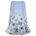 thumbnail image 5 of Blue Gradient Butterfly Long Sleeve Dresses For Women Vintage Elegant Party Dress Oversized V-neck Dress S-8XL, 5 of 7