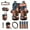 Brown Horse American Flag, variant on Renewold Mushroom Butterfly 15 PCS Car Seat Cover Full Set, with Steering Wheel Cover Seat Belt Strap Cover Trash Cans Rear View Mirror Cover Cup Coaster Keychain Air Vent Storage Bag Universal Fit