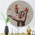 thumbnail image 2 of Designart 'I Love You Hand Sign With Romantic Couple' Modern Circle Metal Wall Art 11x11 - Disc of 11, 2 of 5