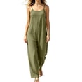 thumbnail image 2 of Binmer Women's Sleeveless Spaghetti Strap Wide Leg Jumpsuit, Casual Loose Romper Pant Army Green,Women's Plus L, 2 of 6