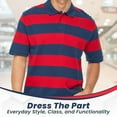 thumbnail image 5 of BAAZ Men's Striped Cotton Pique Polo, Navy-Red, X-Large, 5 of 6