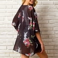 thumbnail image 4 of Honeeladyy - Rebajas de verano para mujer, pareo de bikini, cárdigan tipo kimono de gasa con estampado floral, traje de baño transparente, pareo de verano, ropa de playa, chal negro, 4 of 7