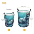 thumbnail image 3 of Gukieu Cat Underwater Fantasy Print Round Dirty Clothes Bag, Waterproof Standing Home Bathroom Storage Basket Car Trunk Storage Bag-Small, 3 of 6