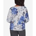 thumbnail image 5 of Alfred Dunner Womens  Watercolor Floral Shimmer Crew Neck Sweater, 5 of 6