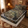 thumbnail image 2 of meiyoeat Farmhouse Outdoor Hunting Zipper Comforter Set with Fitted Sheet and 2 Pillowcases for Men Boys, Camo Forest Branches Zipper Bedding Set, Brown Green, Black Reversible, 3-Piece, 2 of 6