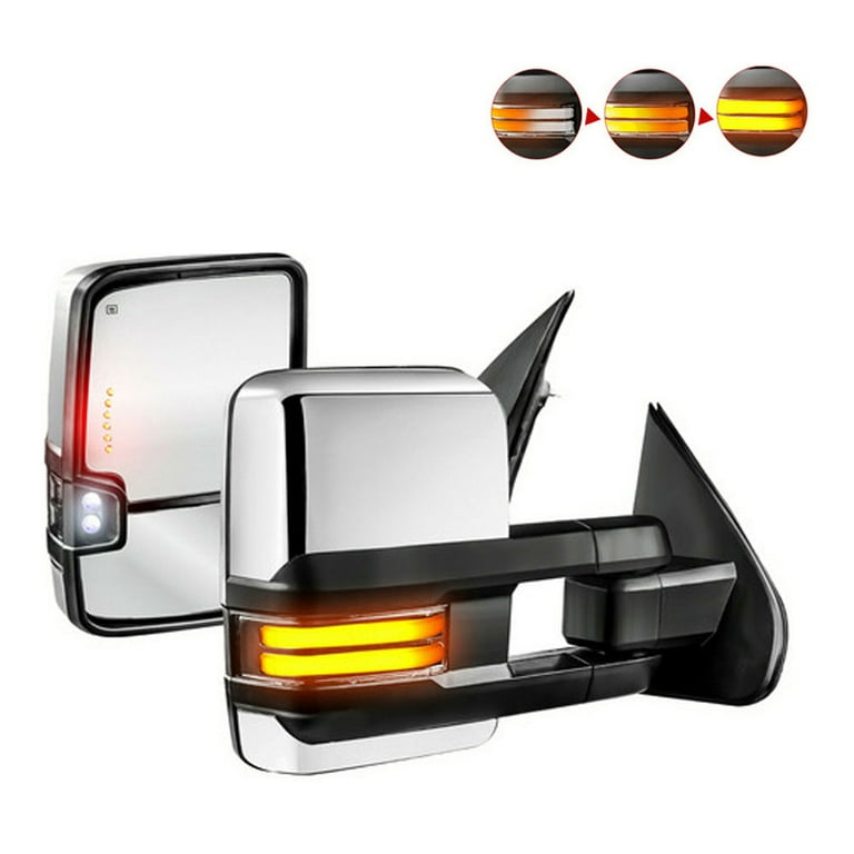 New Chrome Power Heated Dynamic Signal Tow Mirrors For 2003-2006