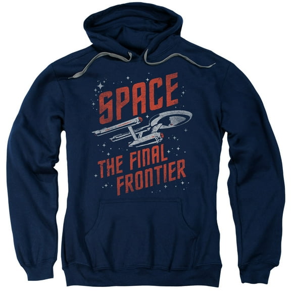 Trevco Star Trek-Space Travel - Adult Pull-Over Hoodie - Navy- Small