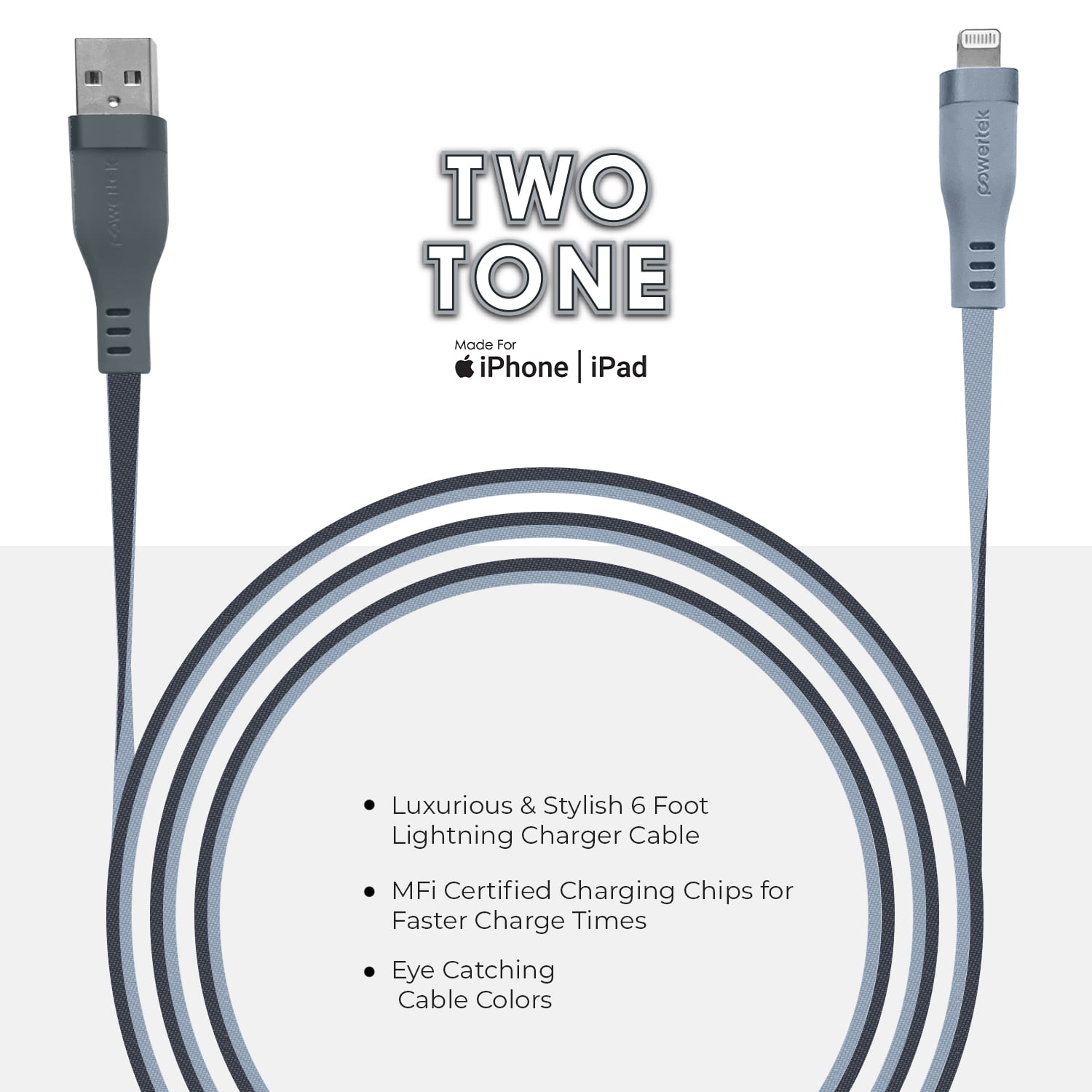 Liquipel Powertek Two Tone USB-A to Lightning - Blue