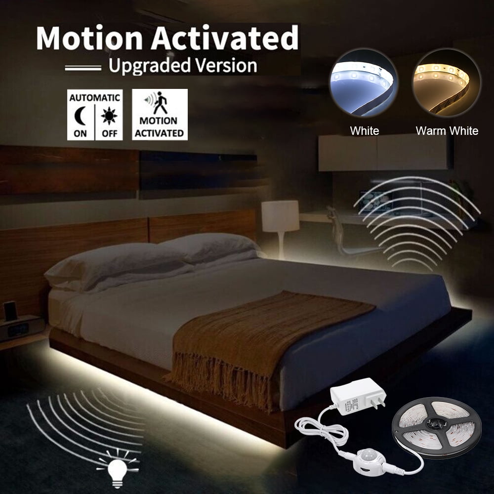 Yi Lighting 16.4ft Motion Activated LED Strip Lights, 12v Plug-in LED Rope Lights Waterproof for Under Cabinet, Kitchen, Stair, Bed, Cold White