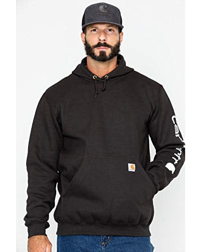carhartt men's midweight hooded logo sleeve sweatshirt
